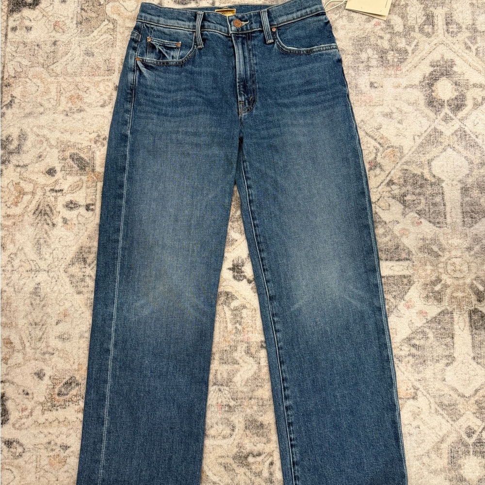 MOTHER Straight Leg Jeans - Medium Blue Wash